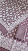Luxury Banarasi Linen Dress Material 3 Piece Suit With Dusty Lavender Color