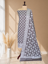 Soft Banarasi Linen 3 Piece Suit for Women With Dark Grey Color