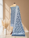 Classic Banarasi Linen 3 Piece Suit With Dusty Steel Blue Color