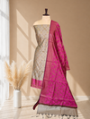 New Arrival Banarasi Cotton Silk 3 Piece Suit With Contrast Pallu Rani Color