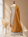 Designer Banarasi Cotton Silk 3 Pcs Suit With Contrast Pallu Mustard Color