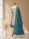 Elegant Banarasi Cotton Silk 3 Pcs Suits with Contrast Pallu Peacock Color
