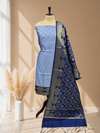 Beautiful Contrast Blue Color Semi Silk 3 Pcs