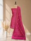Graceful Rani Color Banarasi Cotton Silk 3 Pcs Suit with Rich Meena