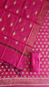 Graceful Rani Color Banarasi Cotton Silk 3 Pcs Suit with Rich Meena