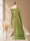 Luxury Banarasi Cotton Silk Festive Wear 3 Pcs Suit With Mehendi Color