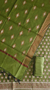Luxury Banarasi Cotton Silk Festive Wear 3 Pcs Suit With Mehendi Color