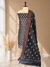 Midnight Black Banarasi Cotton Silk 3 Piece Suit with Meena