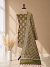 Banarasi Cotton Silk 3 Pcs Suit with Meena Elegant Traditional Motifs Mehendi Color