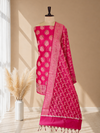 Exclusive Banarasi Cotton Silk Ethnic Wear 3 Pcs Suit With Light Rani Color