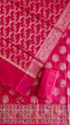 Exclusive Banarasi Cotton Silk Ethnic Wear 3 Pcs Suit With Light Rani Color