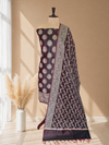 Elegant Floral Wine Color Banarasi Cotton Silk 3 Pcs Suit With Meena