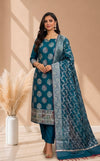 Elegant Floral Banarasi Cotton Silk 3 Pcs Suit With Meena Peacock Color