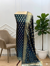 Black Banarasi Semi Katan Soft Silk Suit With All Over Design