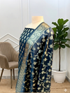 Black Banarasi Semi Katan Soft Silk Suit With All Over Design