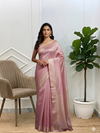 Pink Color Designer Banarasi Tissue Silk Saree