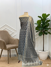 Banarasi Cotton Silk Suit With All Over Design with Dark Grey Color