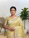 Banarasi Cotton Soft Silk Saree With Boota Light Yellow Color