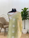 Banarasi Cotton Soft Silk Saree With Boota Light Yellow Color