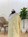 Banarasi Cotton Soft Silk Saree With Boota Light Yellow Color