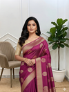 Beautiful Banarasi Cotton Very Soft Silk Saree With Rani Color