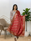 Banarasi Silk Dupatta With Beautiful Red Color