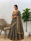 Beautiful Grey Ethnic Banarasi Kimkhab Silk Gharara With Stone Work