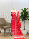 Banarasi Semi Katan Soft Silk Suit With All Over Meena