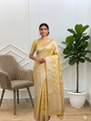 Banarasi Soft Cotton Silk Saree With Yellow Color