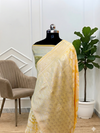 Banarasi Soft Cotton Silk Saree With Yellow Color