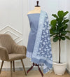 Beautiful Banarasi Linen Soft Silk Suit With Dusty Steel Blue Color