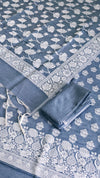 Classic Banarasi Linen 3 Piece Suit With Dusty Steel Blue Color