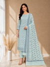 Premium Weaving Banarasi Cotton Silk 3 Pcs Suit With Light Firozi Color