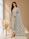 Exclusive Banarasi Cotton Silk Ladies 3 Pcs Suit With Ivory Cream Color