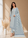 Party Wear Banarasi Cotton Silk 3 Pcs Suit With Light Grey Color