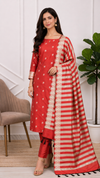 Traditional Red Color Banarasi Soft Semi Silk 3 Pcs Suit