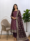 Banarasi Salwar Kameez Woven Zari Work 3-Piece Outfit with Wine Color