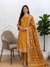 Traditional Indian Wear Banarasi Silk 3 Pcs Suit with Mustard Matching Trousers