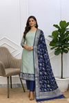 Banarasi Soft Semi Silk Suit With Contrast Color