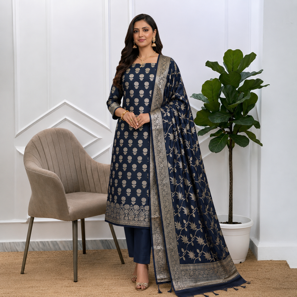 3-Piece Banarasi Silk Suit: Ready-to-Wear Festive Collection